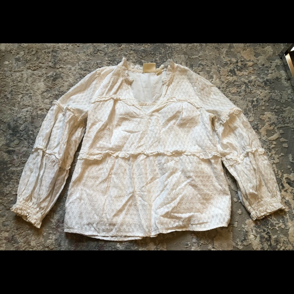 Anthropologie Maeve Angela Ruffled Peasant Top